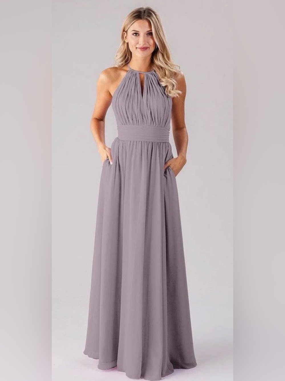 Bill Levkoff Heather Purple Halter Dress